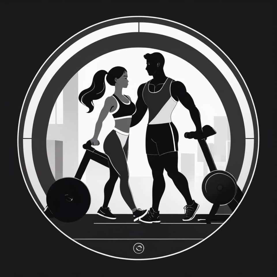 Icon of a happy couple training together