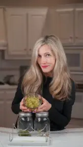 Trainer, Lilia Anteau going over benefits of nutrition and how to grow your own micro greens