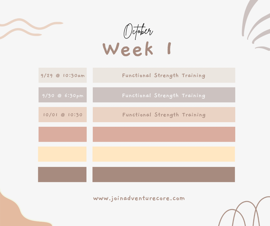 October Week 1 Group Events