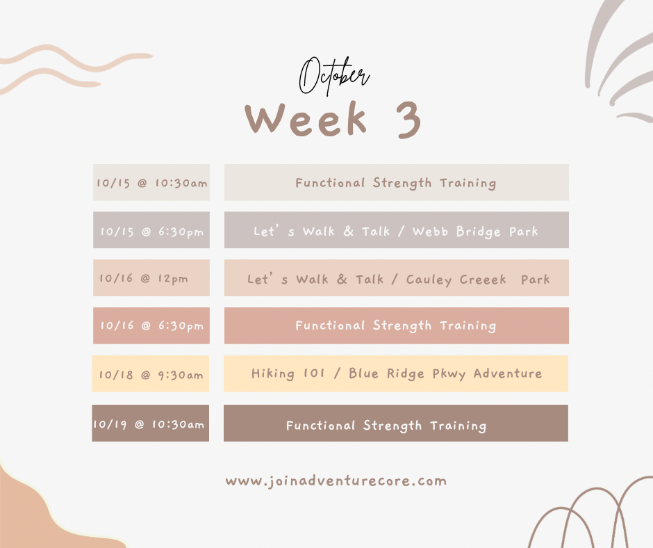 October Week 3 Group Events