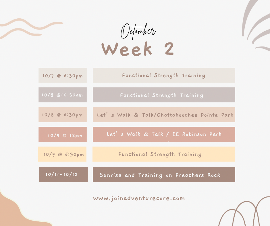 October Week 2 Group Events
